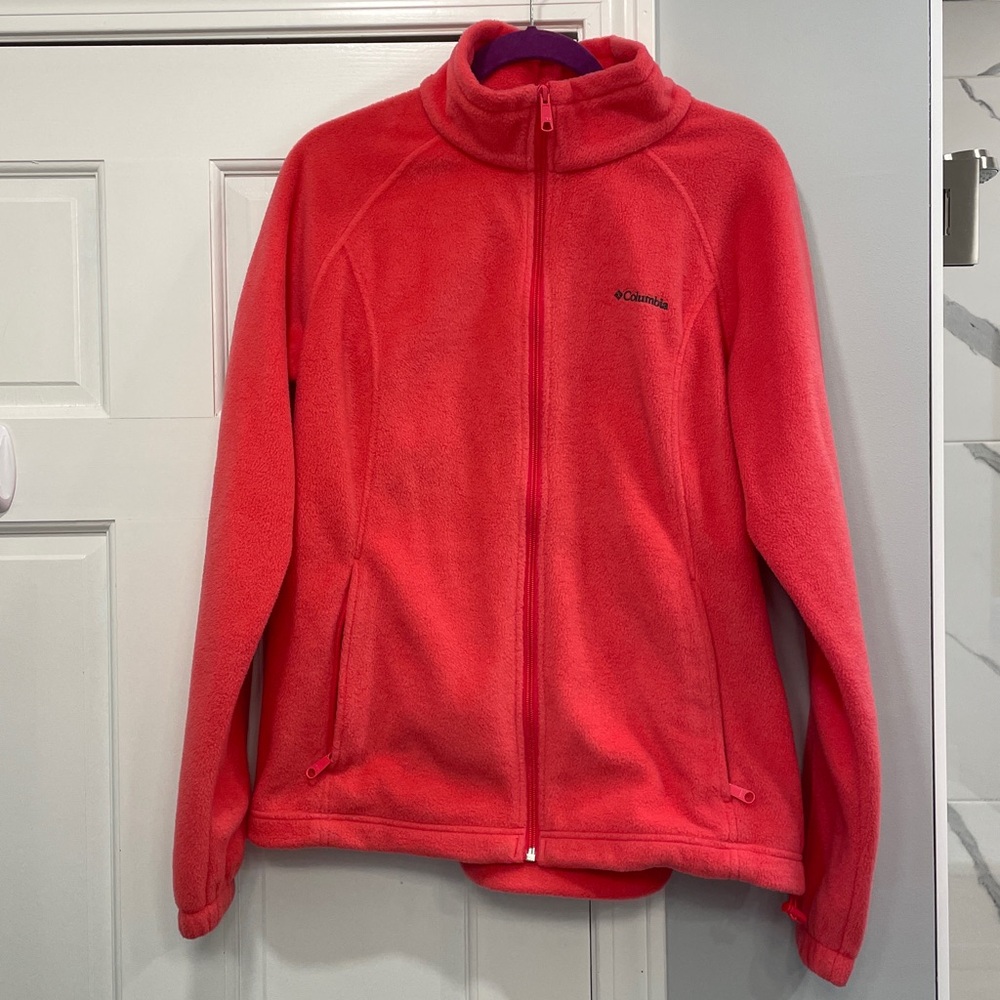 Columbia Coral Pink Fleece Benton Springs Zip-Up Jacker Size XL